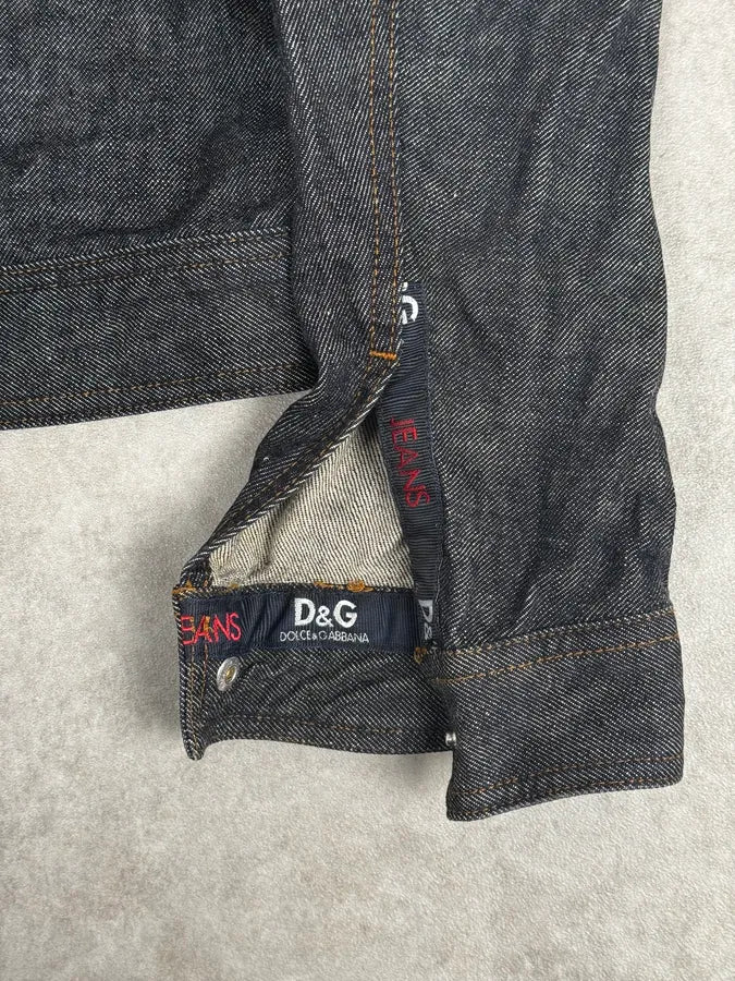 2000s Dolce & Gabbana Navy Raw Denim Jacket - Image 10