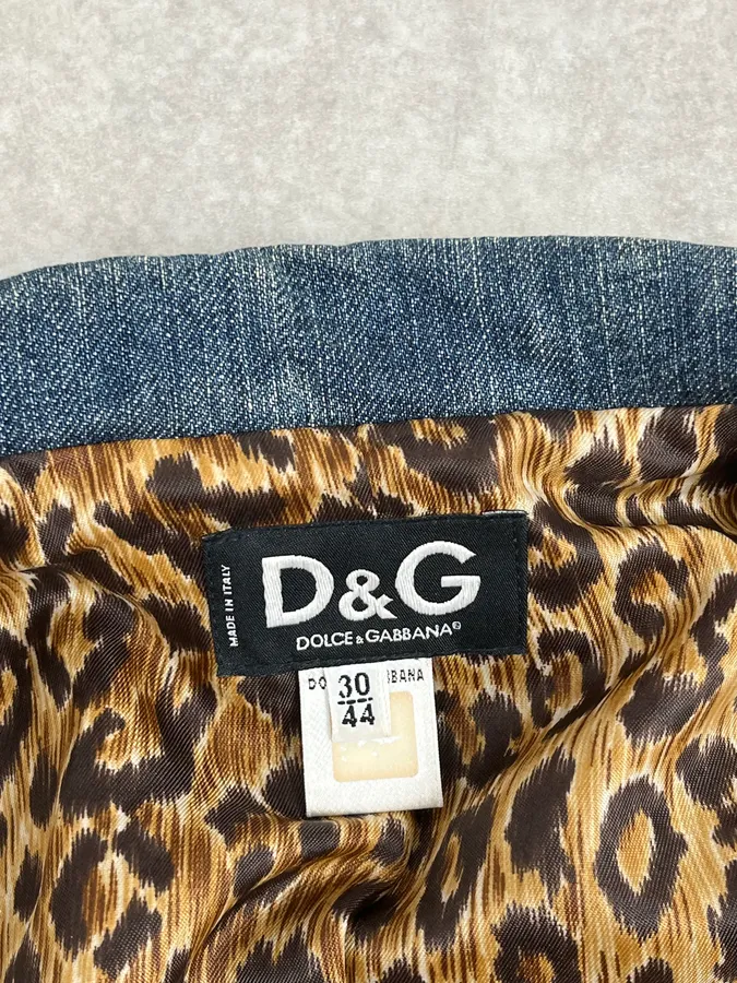 2000s Dolce & Gabbana Navy Tweed & Denim Hybrid Jacket - Image 12