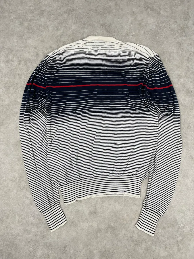 2000s Dolce & Gabbana Navy & White Gradient Striped Sweater - Image 4