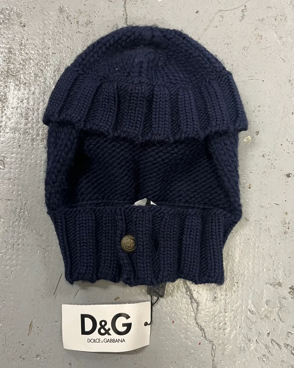 2000s Dolce & Gabbana Navy Wool Hood Hat