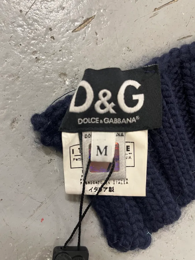 2000s Dolce & Gabbana Navy Wool Hood Hat - Image 8
