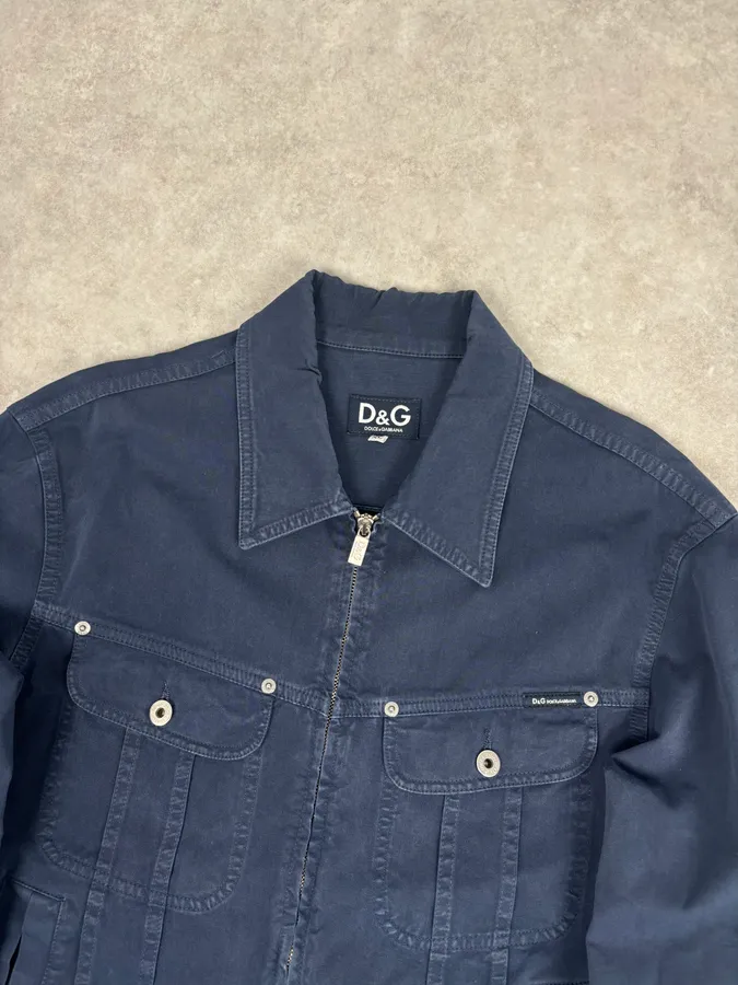 2000s Dolce & Gabbana Navy Workwear Denim Jacket - Image 5