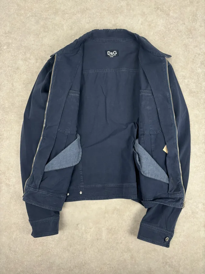 2000s Dolce & Gabbana Navy Workwear Denim Jacket - Image 7