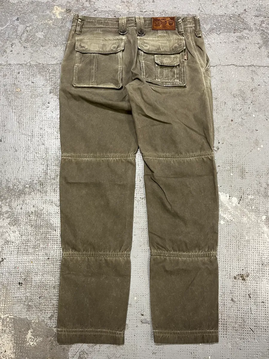 2000s Dolce & Gabbana Olive Eroded Cargo Pants - Image 3