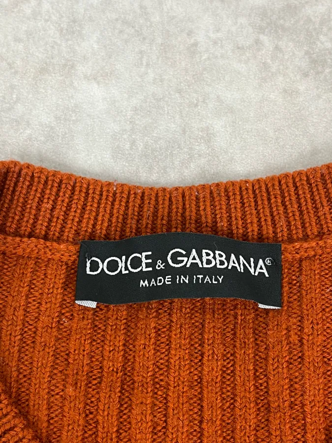 2000s Dolce & Gabbana Orange Minimalist Sweater - Image 8