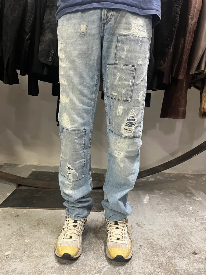 2000s Dolce & Gabbana Patches Blue Denim Jeans - Image 2