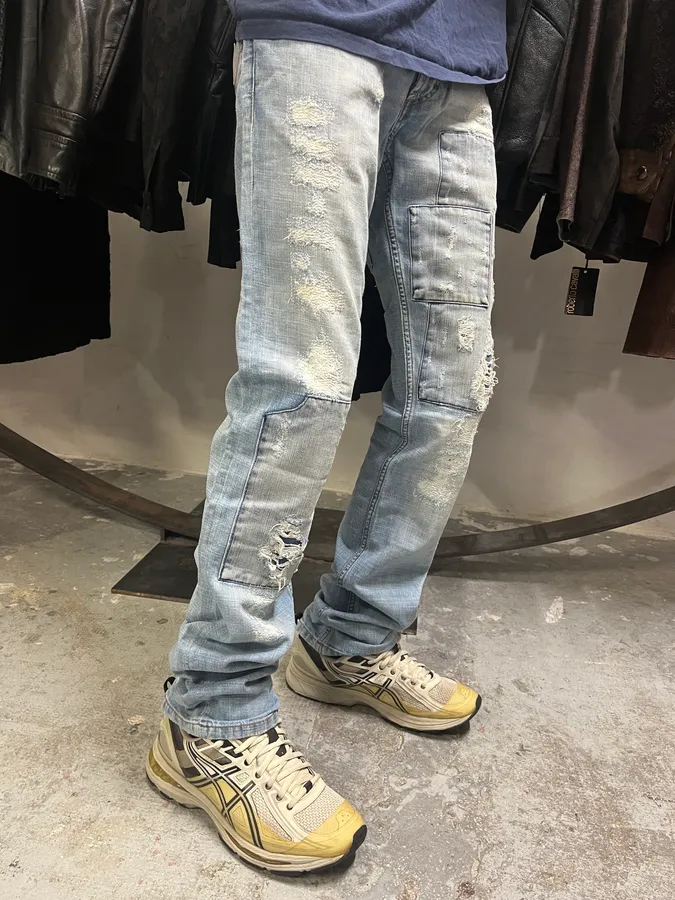 2000s Dolce & Gabbana Patches Blue Denim Jeans - Image 3
