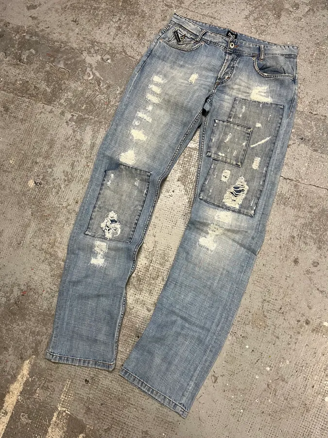 2000s Dolce & Gabbana Patches Blue Denim Jeans - Image 5