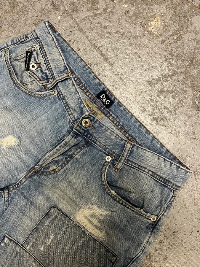 2000s Dolce & Gabbana Patches Blue Denim Jeans - Image 8