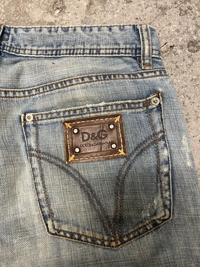 2000s Dolce & Gabbana Patches Blue Denim Jeans - Image 9