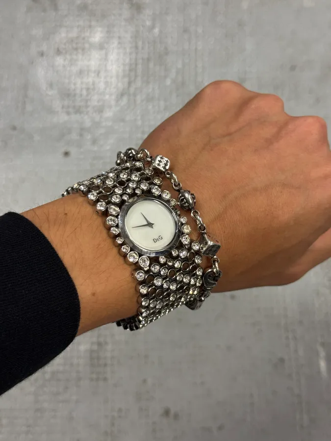 2000s Dolce & Gabbana Pave Bracelet Watch - Image 2