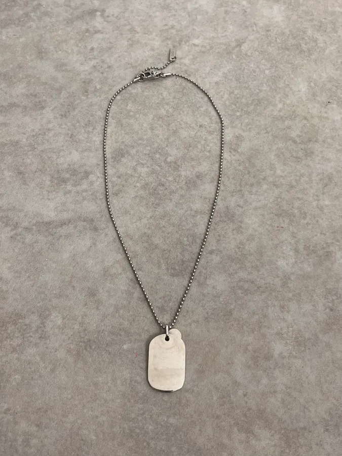 2000s Dolce & Gabbana Pave Heart Dog Tag Necklace - Image 4