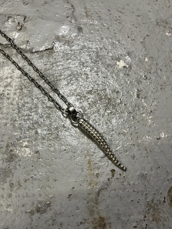 2000s Dolce & Gabbana Paved Crystal Metal Tooth Necklace - Image 3