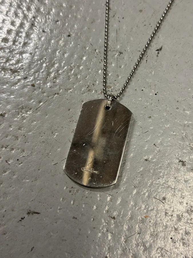 2000s Dolce & Gabbana Paved Dog Tag Ball Chain Necklace - Image 7
