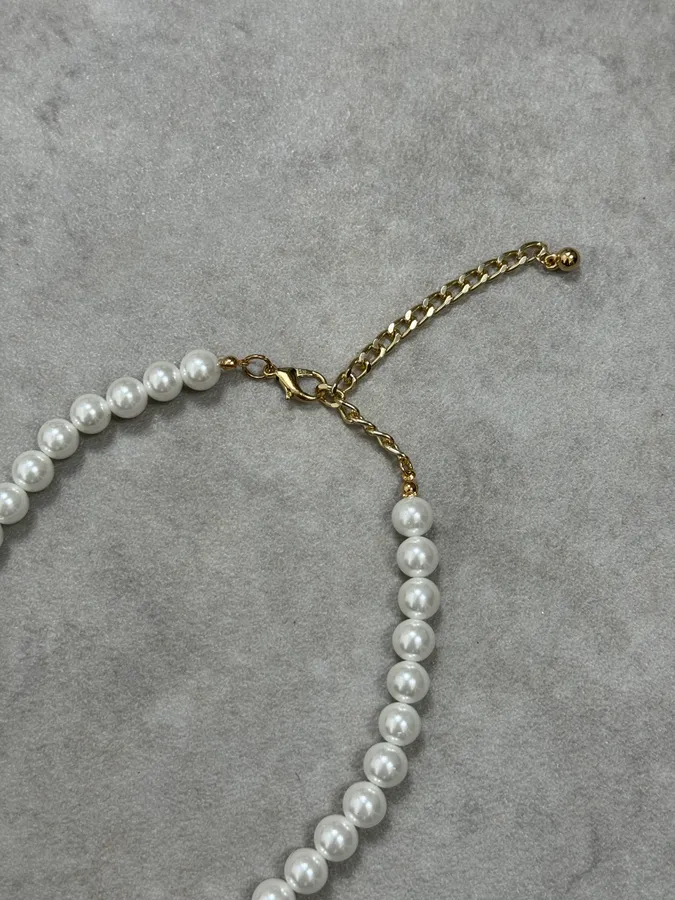 2000s Dolce & Gabbana Pearl Snake Gold Abstract Necklace - Image 5
