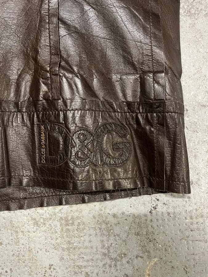 2000s Dolce & Gabbana Perfect Simple Brown Leather Jacket - Image 8
