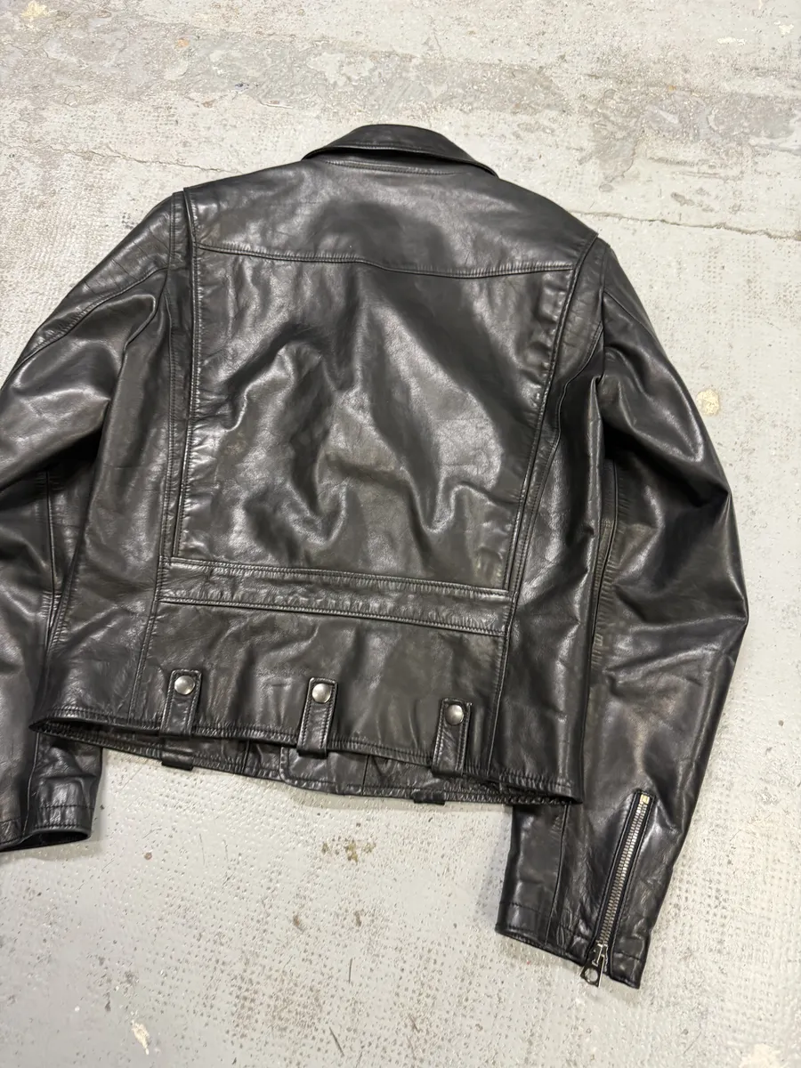 2000s Dolce & Gabbana Perfecto Pure Black Leather Jacket - Image 13