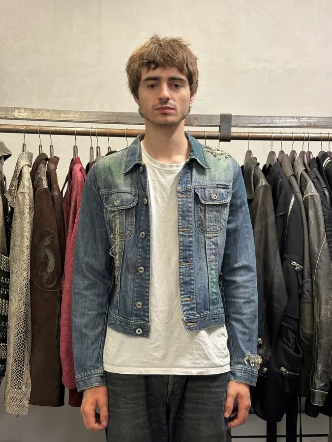2000s Dolce & Gabbana Pin Distressed Denim Jacket - Image 2