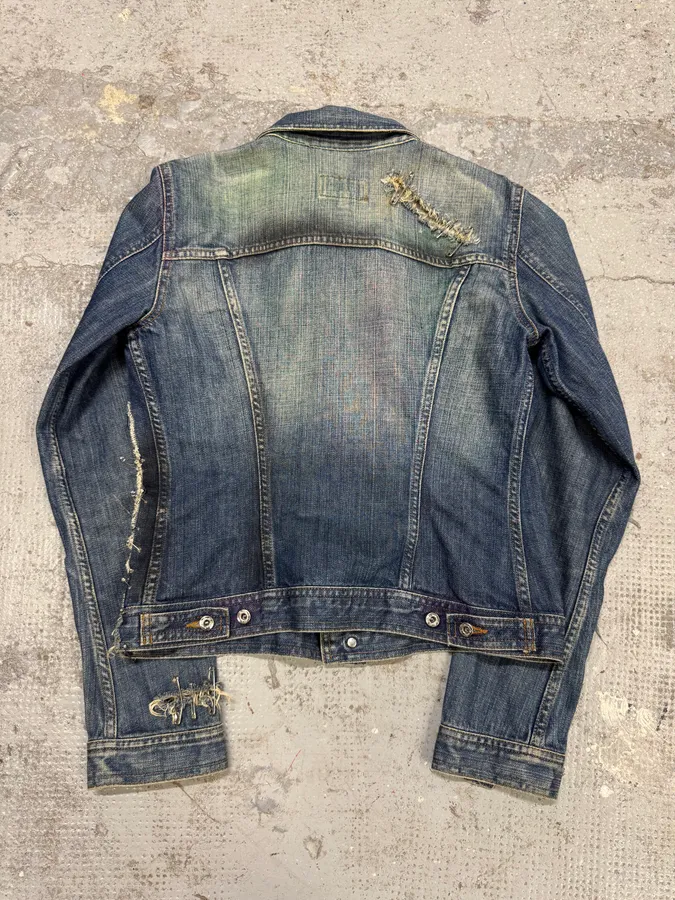 2000s Dolce & Gabbana Pin Distressed Denim Jacket - Image 9