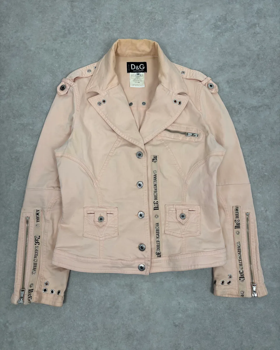 2000s Dolce & Gabbana Pink Multi Zip Cargo Jacket