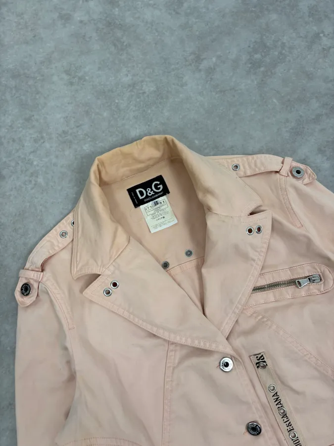 2000s Dolce & Gabbana Pink Multi Zip Cargo Jacket - Image 5