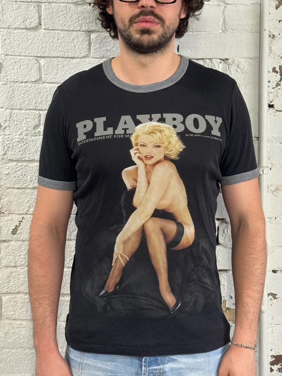 2000s Dolce & Gabbana Playboy Black Ringer T-Shirt - Image 2