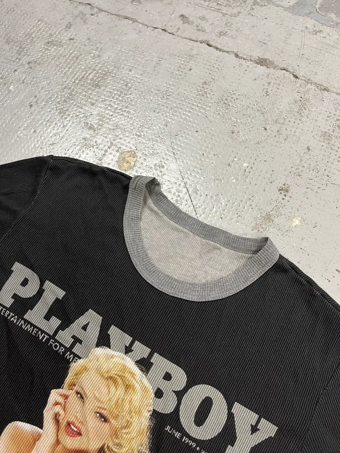 2000s Dolce & Gabbana Playboy Black Ringer T-Shirt - Image 4