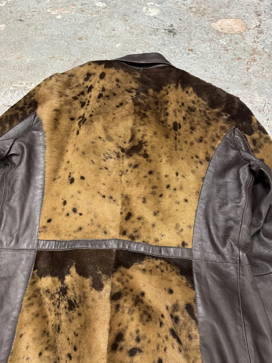 2000s Dolce & Gabbana Pony Hair Cow Leather Trench Coat - Image 7