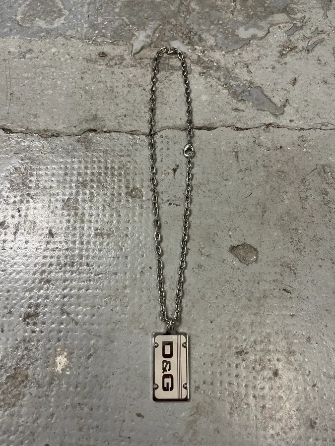 2000s Dolce & Gabbana Propaganda Dog Tag Necklace