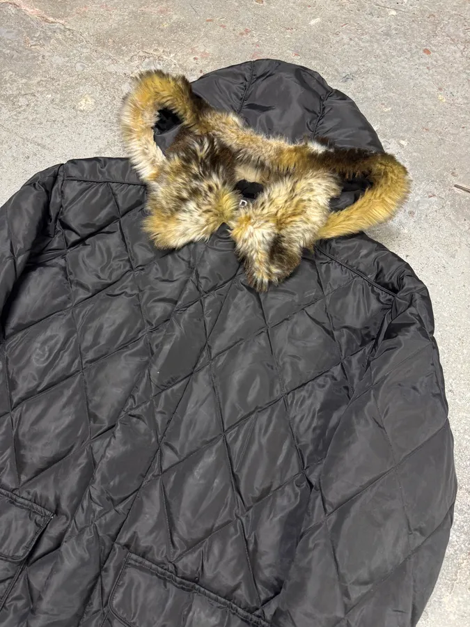 2000s Dolce & Gabbana Puffer Hooded Fur Black Jacket - Image 2