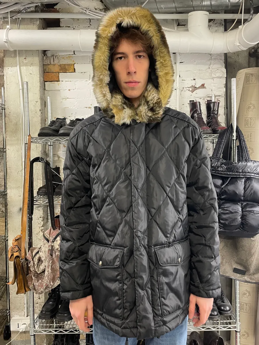 2000s Dolce & Gabbana Puffer Hooded Fur Black Jacket - Image 3