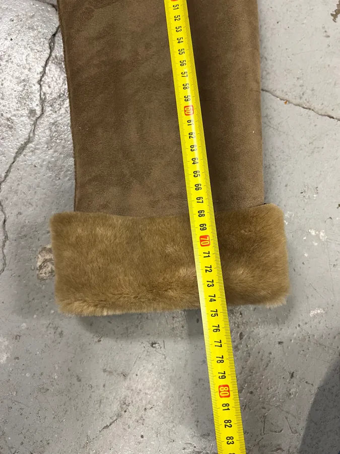 2000s Dolce & Gabbana Pure Beige Leather Shearling Effect Jacket - Image 7