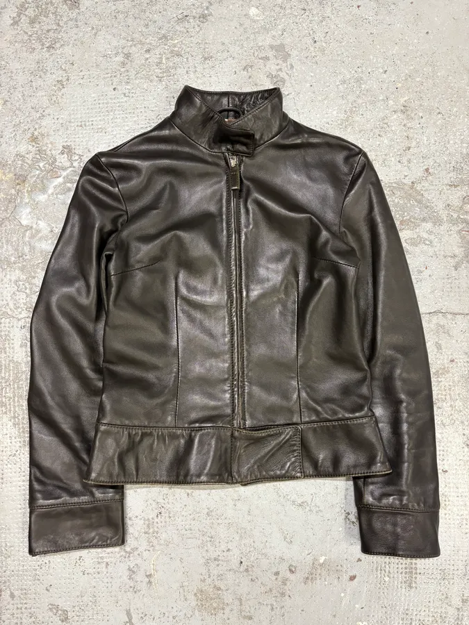 2000s Dolce & Gabbana Pure Black Leather Jacket