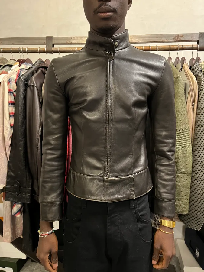 2000s Dolce & Gabbana Pure Black Leather Jacket - Image 2