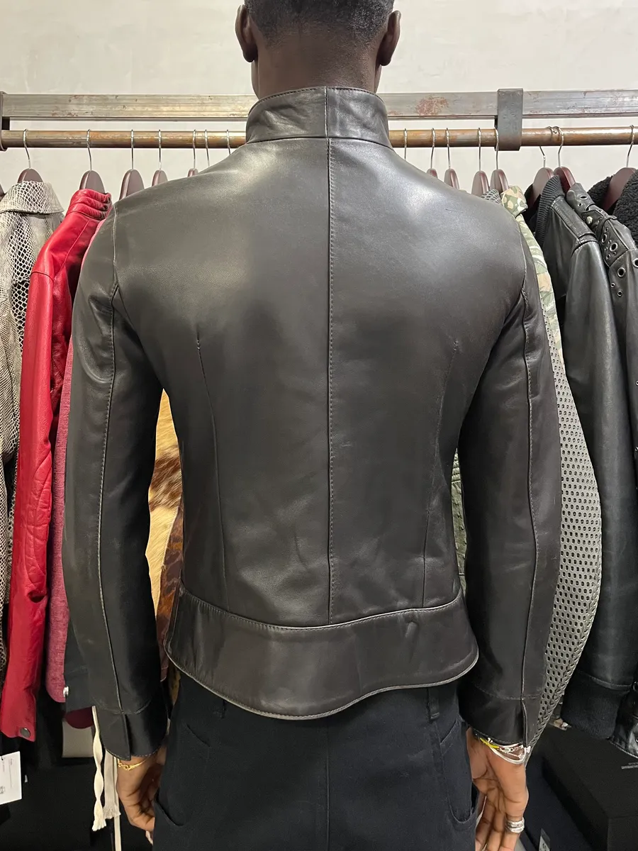 2000s Dolce & Gabbana Pure Black Leather Jacket - Image 3