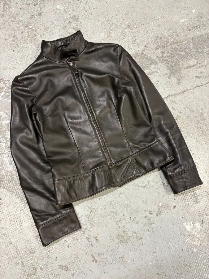 2000s Dolce & Gabbana Pure Black Leather Jacket - Image 4
