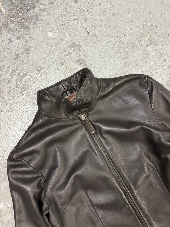 2000s Dolce & Gabbana Pure Black Leather Jacket - Image 5