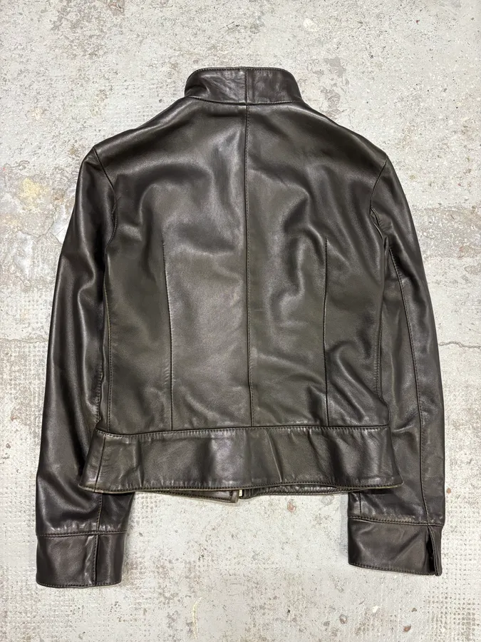 2000s Dolce & Gabbana Pure Black Leather Jacket - Image 6