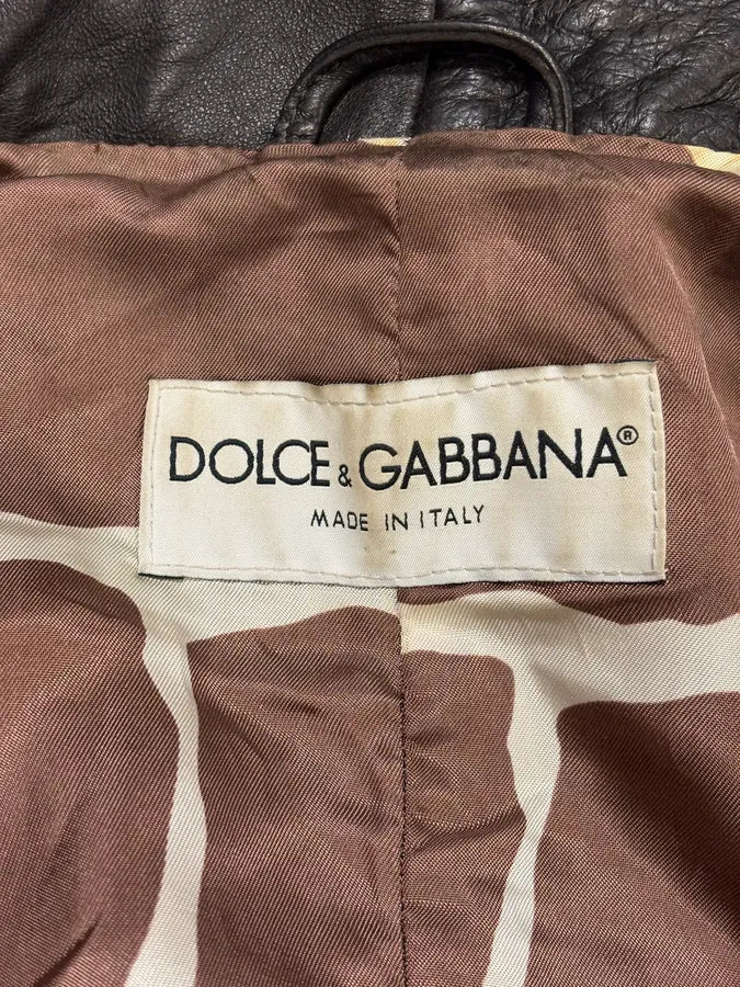 2000s Dolce & Gabbana Pure Black Leather Jacket - Image 8
