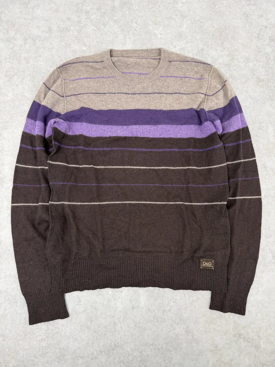 2000s Dolce & Gabbana Purple Striped Sweater