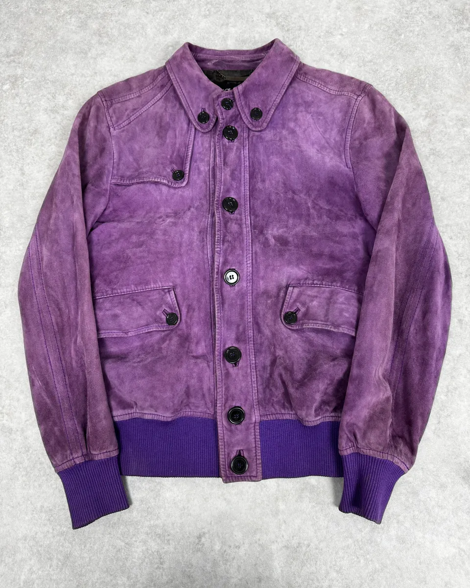 2000s Dolce & Gabbana Purple Suede Leather Jacket
