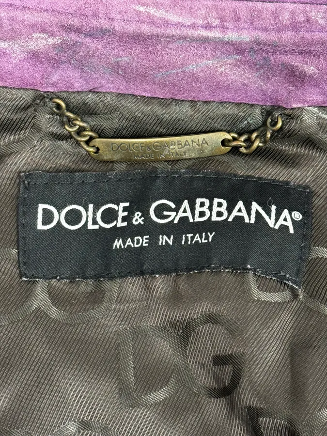 2000s Dolce & Gabbana Purple Suede Leather Jacket - Image 10