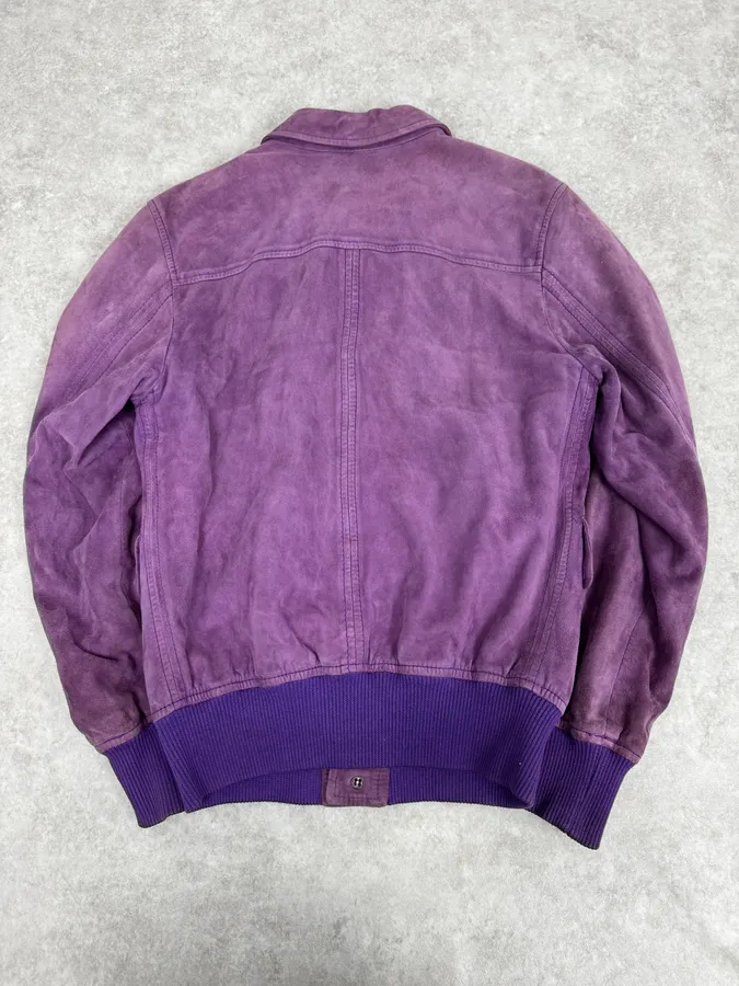 2000s Dolce & Gabbana Purple Suede Leather Jacket - Image 4