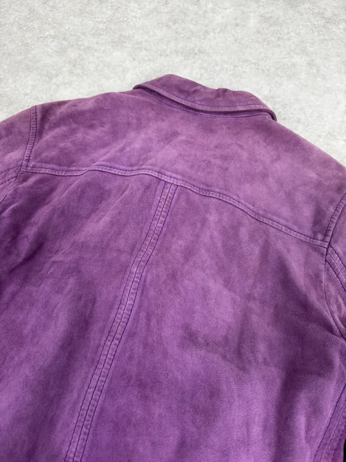 2000s Dolce & Gabbana Purple Suede Leather Jacket - Image 6