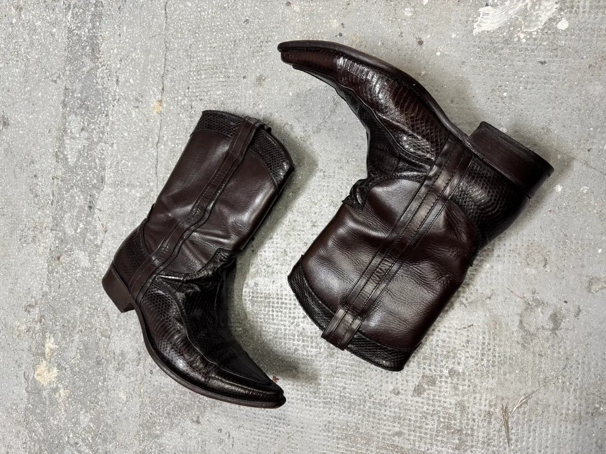 2000s Dolce & Gabbana Python Brown Leather Boots - Image 3
