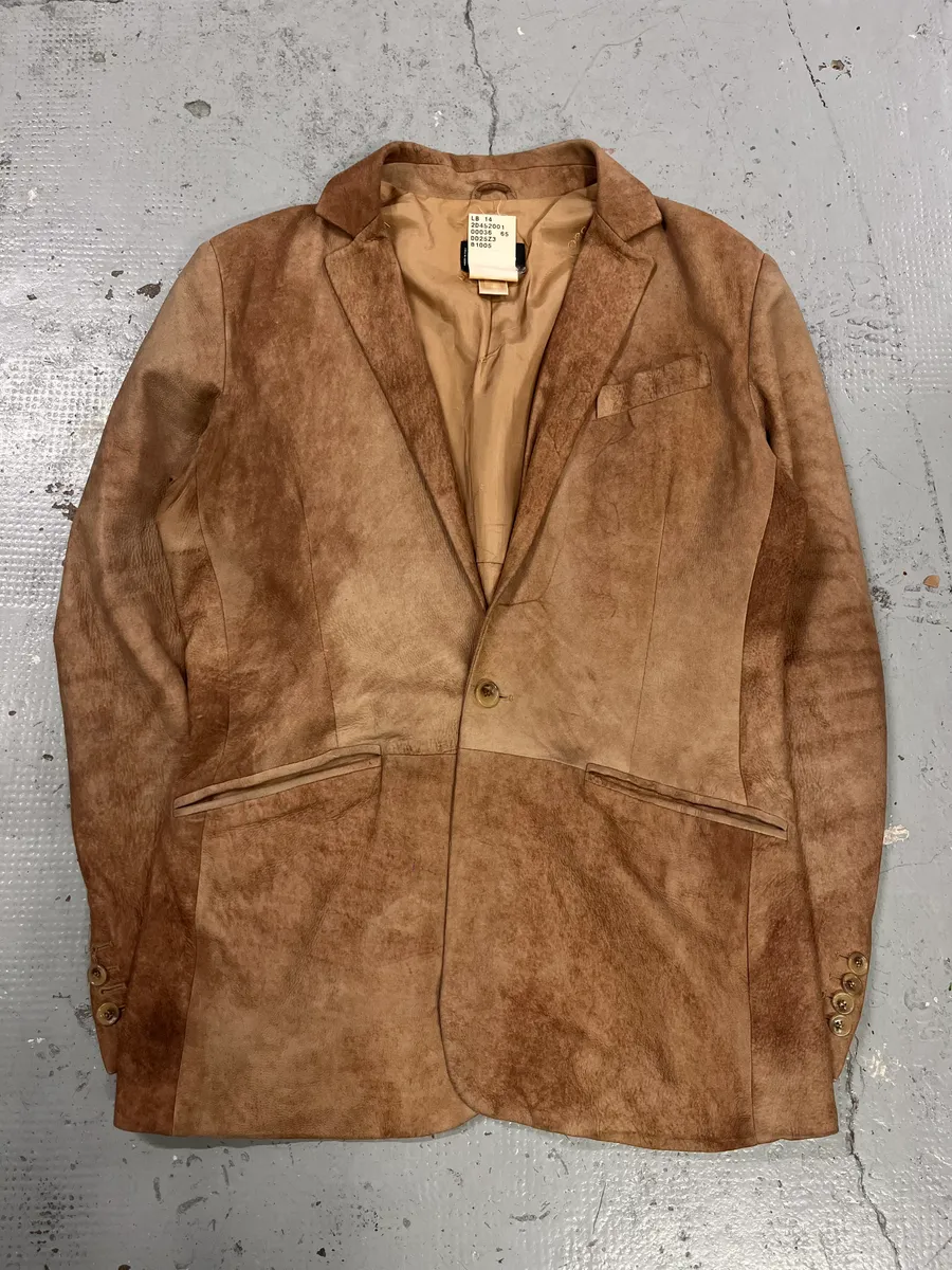 2000s Dolce & Gabbana Raw Beige Leather Blazer Jacket