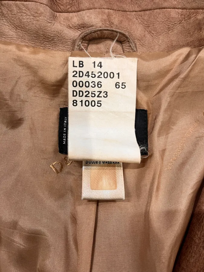 2000s Dolce & Gabbana Raw Beige Leather Blazer Jacket - Image 10
