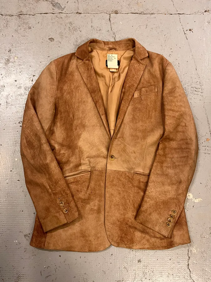 2000s Dolce & Gabbana Raw Beige Leather Blazer Jacket - Image 4