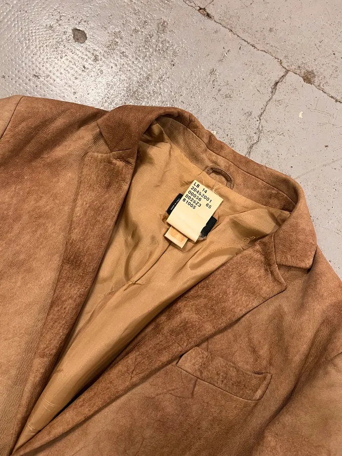 2000s Dolce & Gabbana Raw Beige Leather Blazer Jacket - Image 5
