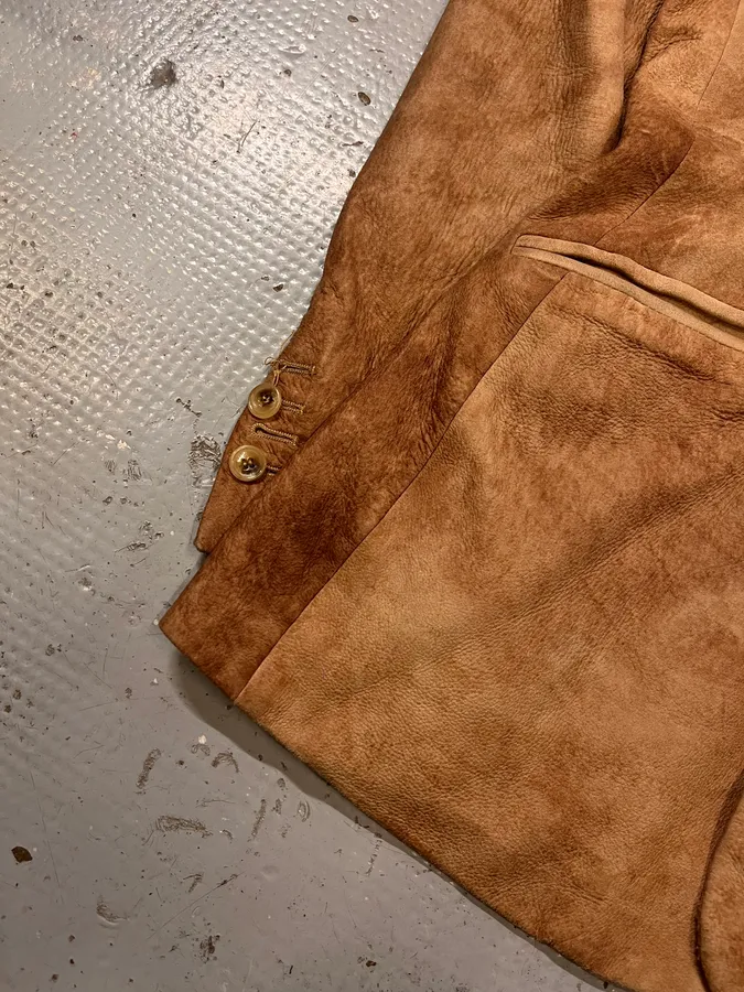 2000s Dolce & Gabbana Raw Beige Leather Blazer Jacket - Image 6